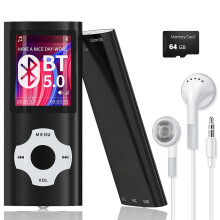 Reprodutor de música HiFi com Bluetooth 5.2, MP3 player portátil com suporte para armazenamento de 64 GB, dispositivo de áudio digital compacto e