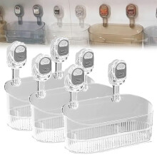 Corrugated Suction Cup Storage Holder for Bathroom Shower Shelves and Kitchen Clear Rack
