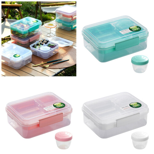 Leak Proof Double Deck Meal Container Durable for-White M 1