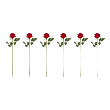 Soft and Comfortable Flocking Fabric Roses 6 Pieces Easy to-Red