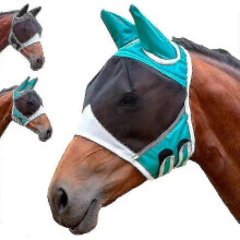 (L, Blue) Horse Fly Mask Super Comfort Horse Fly Mask With Earselasticity Horse Fly Mask Uv Protection