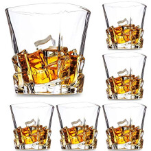 6 Glasses Premium Crystal Large Lead-Free Whiskey Tasting Drinking Irish Whisky Bourbon Tequila 9.6 oz