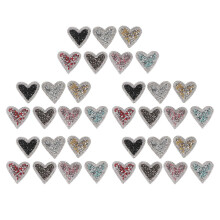 (As show, One size) 35PCS Heart Shape Rhinestone Patches Shiny Glitter Appliques DIY Patches for Clothes Shoes Hats Phone Shell