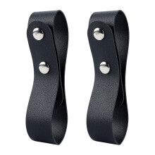 Pack of 2 whip holsters made of thick grain leather, black belt whip holder, bullwhip loop holder for riding whips and whip belt