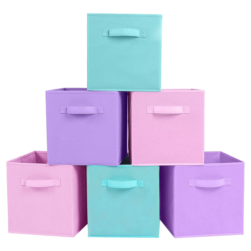 6 Pack Collapsible Fabric Storage Cubes for Closet Shelves Organization 10.5'' x 11'' x 10.5''