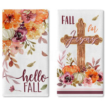 2-pack Thanksgiving-keukenhanddoeken - Vaatdoeken met-Oranje