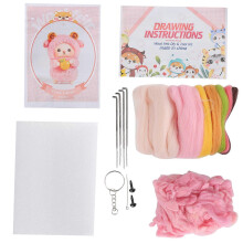 (As show, One size) Needle Felting Colorful Sheep Doll DIY Making Material Package with Drawings and Poke Tool