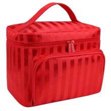 (Red) 1pcs Women Large Cosmetic Make Up Travel Toiletry Bag Portable Handbag