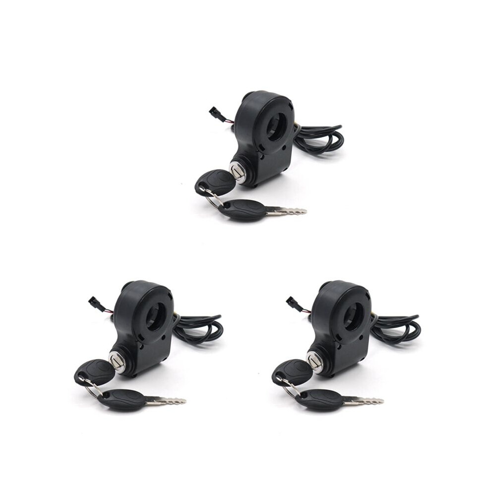 3X E-Bike Lgnition Lock Key Thumb Throttle Switch Power For Kugoo M4 M5/Xiao Mi M365 Universal Black 4713445754105