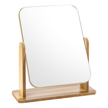 Standing Mirror, Small Wooden Beauty Cosmetic Mirror, 28 x 24 cm, Vanity Mirror