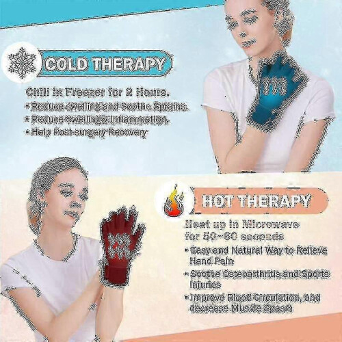 (Blue) Reusable Gel Cold Pack: Finger Arthritis Compression Ice Glove for Pain Relief 1