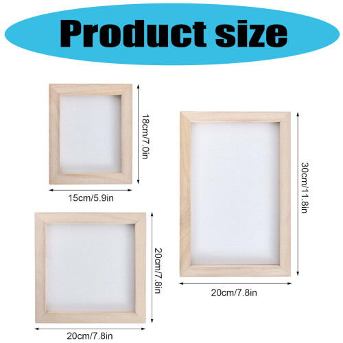 3Pcs Paper Making Craft Set Includes 3 Sizes Wooden Frames for 2