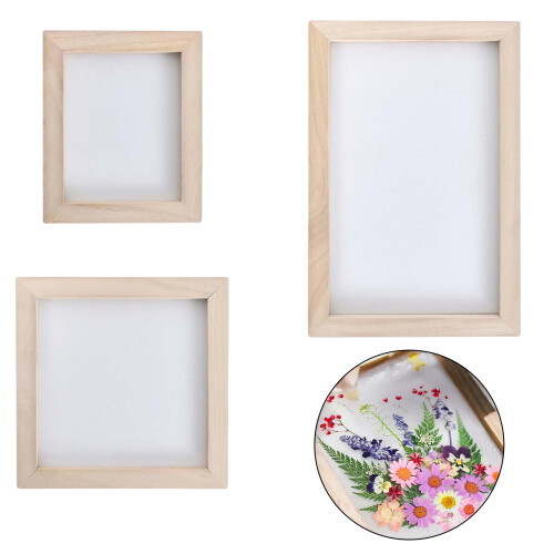3Pcs Paper Making Craft Set Includes 3 Sizes Wooden Frames for 1