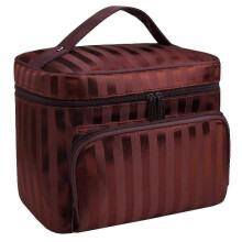 (Coffee) 1pcs Women Large Cosmetic Make Up Travel Toiletry Bag Portable Handbag
