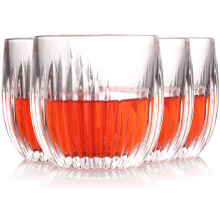 4 glasses old fashioned crystal whiskey glasses for drinking Scotch cocktails 9 oz