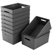 9 Pack Woven Plastic Storage Basket for Bedroom Organization 10' L x 7' W x 4.4' H