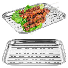 Grill Trays for Gas and Charcoal Grills, Stainless Steel, 34.5x24.5x2.5cm