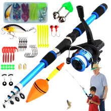 's Fishing Pole, 5.9 Foot Telescopic Fishing Reel Kit with Carry Bag