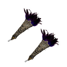 Gants gothiques ajourés à plumes, manchette, Costume pour-Violet