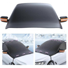 (Orange) Magnetic Windshield Cover For Ice And Snow, Foldable Sun Protection Windproof Waterproof Car Windshield Cover Car Tarpaulin
