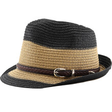 Chapeau Panama occidental avec ceinture en PU, chapeau de-Noir