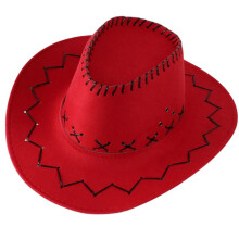 Chapeau de cowboy respirant de couleur unie-Version adulte rouge