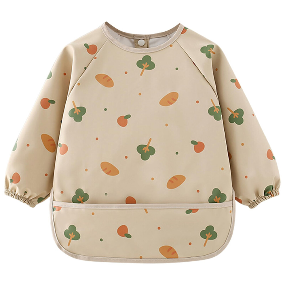 Baby Weaning Bib with Sleeves, Waterproof Soft Coverall Bibs for Easy Cleaning, Toddler Feeding Apron for 6-36 Months