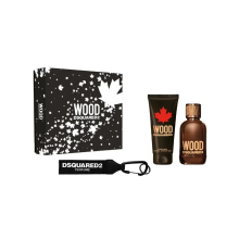 Dsquared2 Wood Gift Set 100ml EDT Spray + Shower Gel 100ml + Key Ring