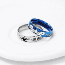 (8, Blue) Captain America Ring Tail Ring Men's And Women's Matching Rings Hero Rings Film And Television Peripherals
