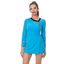 (L, blue) Darkness Fleet Uhura Costume Women Red Blue Uniform Dress Halloween Carnival Suit-Goodzz29