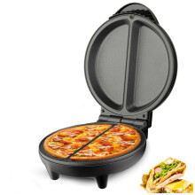 Compact Electric Pizza Maker and Frittata Maker with Dual Portion Cooking, Nonstick Plates, Black