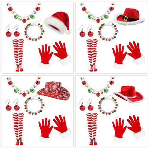 Ensemble de bas de chapeau de père noël, collier,-Ensemble 2 2