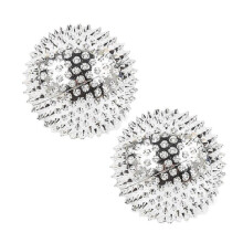 (56mm,Silver)2PCS Massage Ball with needles-Acupressure Active Massager Spiky Hard Massaging Tool for Hand Foot