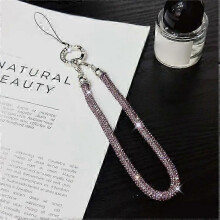 (Purple)Phone Wrist Strap Shiny Rhinestone Decor Hand Strap Lanyard, Length: 25cmzz