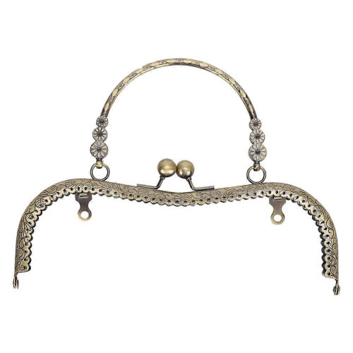 (As show, One size) Purse Frame Tailor Accessories M shaped Embossed Hand Pull 20.5cm with Flower shape