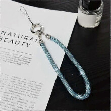 (Blue)Phone Wrist Strap Shiny Rhinestone Decor Hand Strap Lanyard, Length: 25cmzz