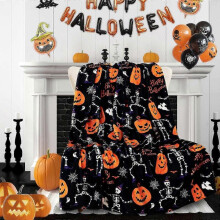 (130x150cm-M, 1) Halloween Throw Blanket for Couch Bed Halloween Fall Thanksgiving Gift Blanket Pumpkin and Ghost Print Blankets Sofa Blankets