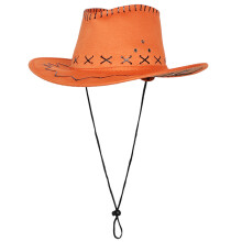 Chapeau de cowboy classique à larges bords avec coutures,-Orange