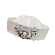 Costume de chapeau de capitaine camélia 3D pour femmes et-Blanc