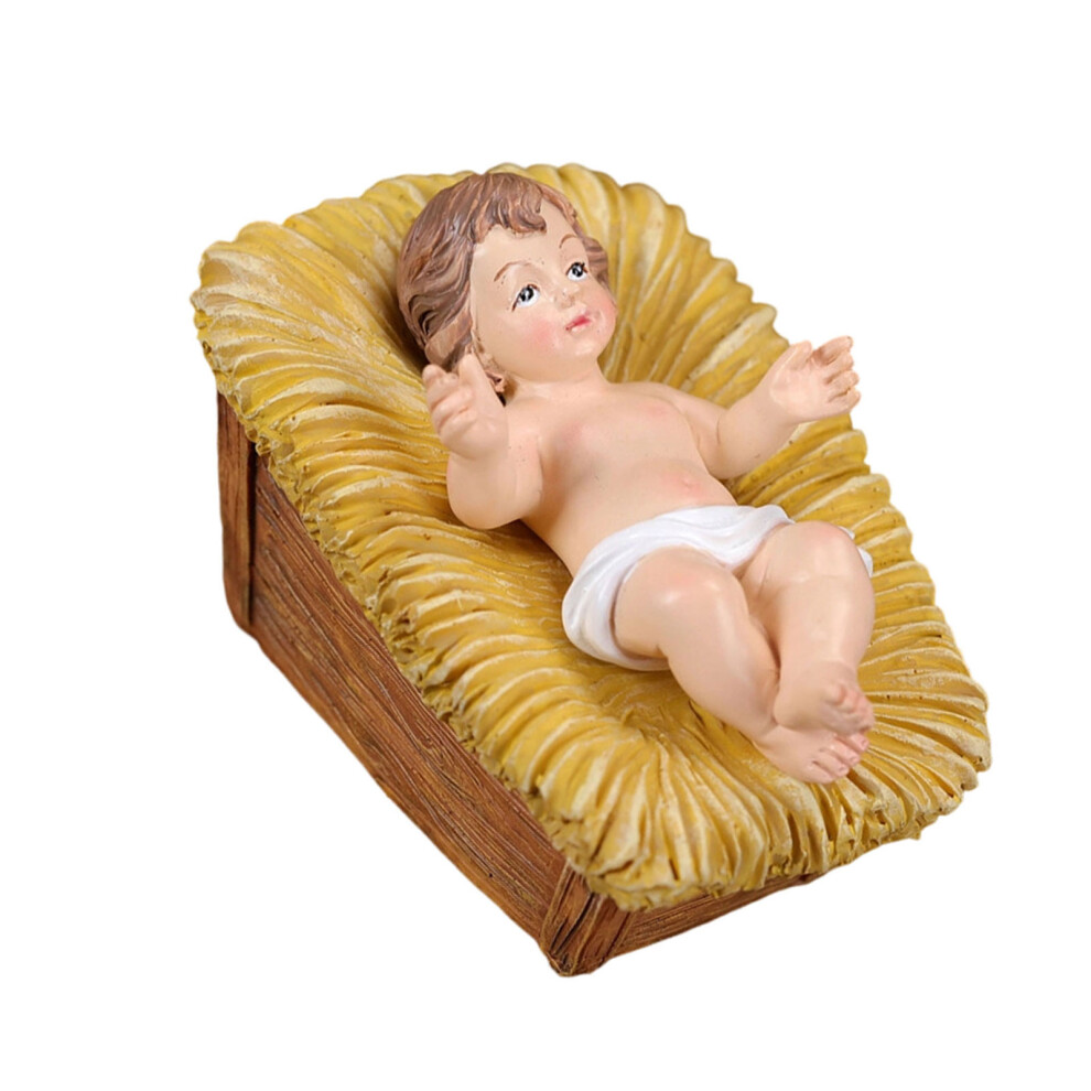 Resin Baby Jesuses Figurine In Manger Nativity Statues-1 White