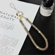 (Gold)Phone Wrist Strap Shiny Rhinestone Decor Hand Strap Lanyard, Length: 25cmzz
