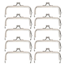 (As show, One size) 10pcs 8.5cm Square Metal Frame Clasp Lock Clip for Purse Bag Making DIY Craft Supplies
