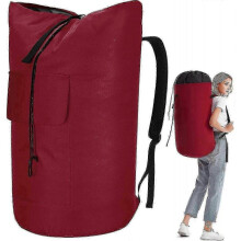 (Red) Extra Large Heavy Duty Laundry Bag 115L with Straps, Army Backpack Style for Laundry & Storage
