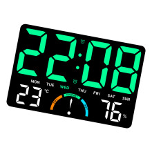 Eigentijdse LED-wandklok met-groen licht