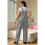 (S) Women's Black Checkered Print Pocketed Wide Leg Jumpsuit 2