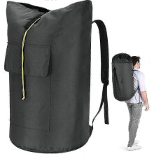 (charcoal grey) Extra Large Heavy Duty Laundry Bag 115L with Straps, Army Backpack Style for Laundry & Storage