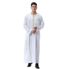 (M, White) Muslim Islamic Clothing Men Jubba Thobe Print Zipper Kimono Long Robe Saudi Musulman Wear Abaya Caftan Islam Dubai Arab Dressingzz