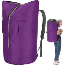(Light Purple) Extra Large Heavy Duty Laundry Bag 115L with Straps, Army Backpack Style for Laundry & Storage