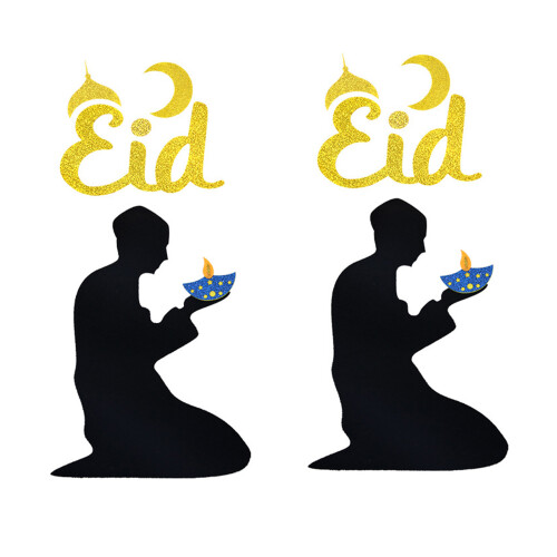 Glittering Felt Fabric Window Sticker Middle-praying people