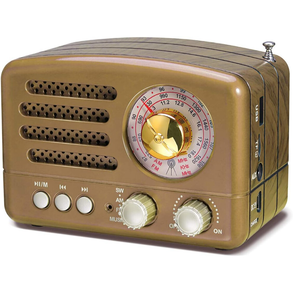 Vintage Inspired Bluetooth Radio, Retro Wood Design, Built-In Speaker For Crisp High Quality Sound, Loud Sound, Loud Sound, Loud Sound, Loud Sound 9420858847007